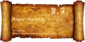 Mager Harald névjegykártya
